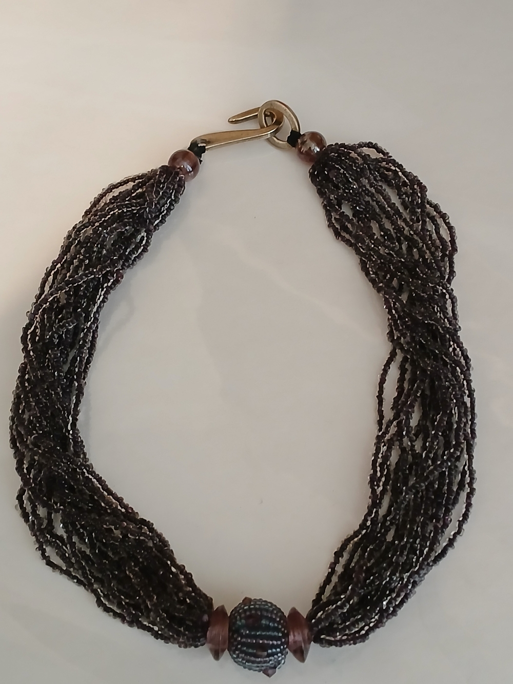 Multi-Strand Beaded Necklace in Brown & Black